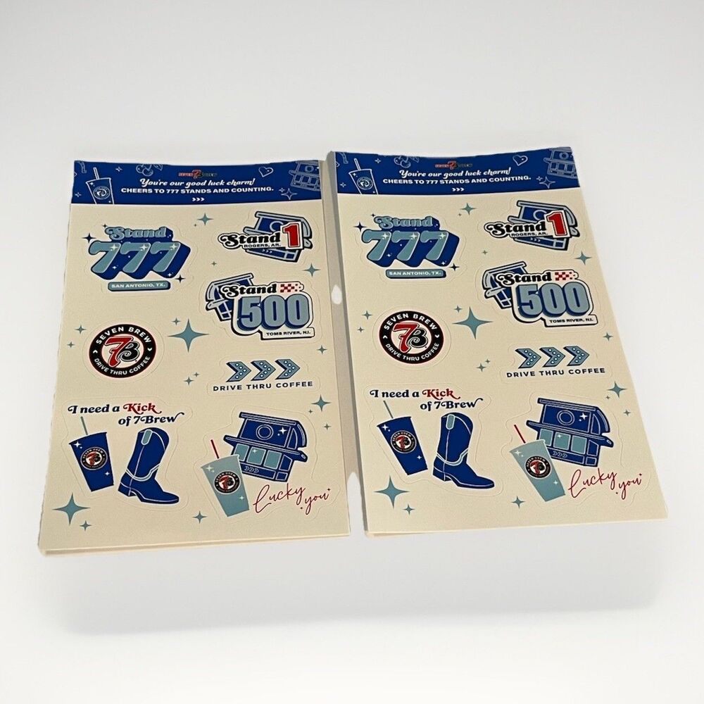 7 Brew Drive Thru Coffee Stand 777 Sticker Sheets Promo 6/15/26 Collectible (2)